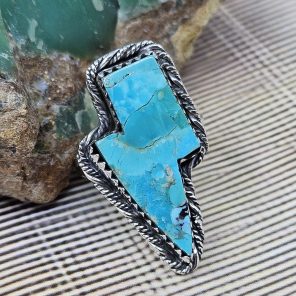 Lighting Bolt Mohave Turquoise 925 Sterling Silver Ring (RS5-8)
