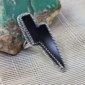 Lighting Bolt Black Onyx 925 Sterling Silver Ring (RS5-11)