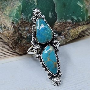 Kingman Turquoise Size US 9 925 Sterling Silver Ring (RS104-249)