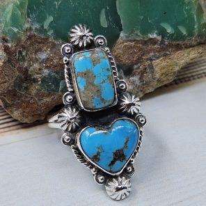 Kingman Turquoise Size US 10 925 Sterling Silver Ring (RS104-251)