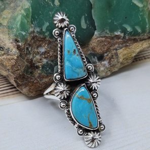 Kingman Turquoise Size US 9 925 Sterling Silver Ring (RS104-247)