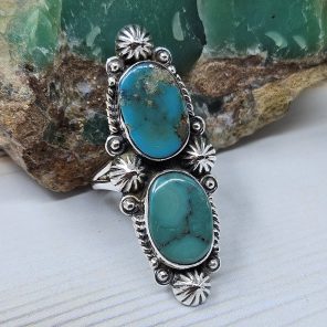 Kingman Turquoise Size US 7 925 Sterling Silver Ring (RS104-243)