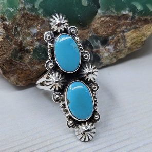 Kingman Turquoise Size US 6 925 Sterling Silver Ring (RS104-240)