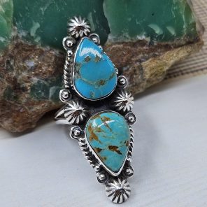Kingman Turquoise Size US 6 925 Sterling Silver Ring (RS104-239)