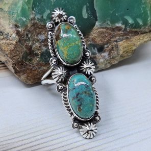 Kingman Turquoise Size US 7 925 Sterling Silver Ring (RS104-244)