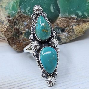 Kingman Turquoise Size US 9 925 Sterling Silver Ring (RS104-248)