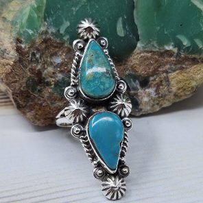 Kingman Turquoise Size US 6 925 Sterling Silver Ring (RS104-241)