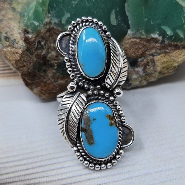 Kingman Turquoise Size US 7 925 Sterling Silver Ring (RS104-273)