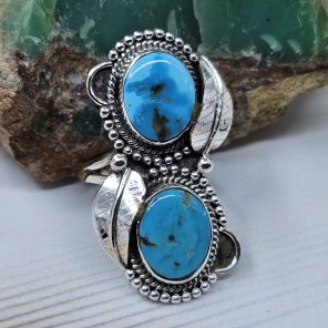 Kingman Turquoise Size US 9 925 Sterling Silver Ring (RS104-280)
