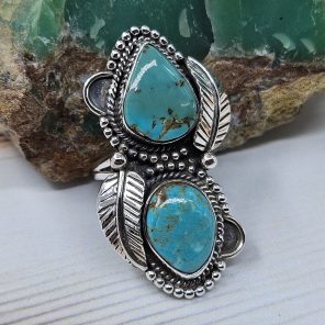 Kingman Turquoise Size US 6 925 Sterling Silver Ring (RS104-270)