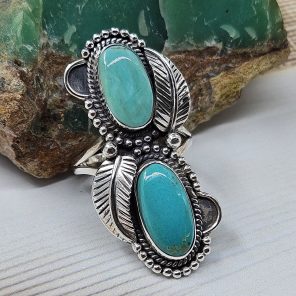 Kingman Turquoise Size US 10 925 Sterling Silver Ring (RS104-281)