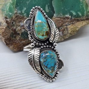Kingman Turquoise Size US 8 925 Sterling Silver Ring (RS104-276)