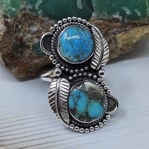 Kingman Turquoise Size US 9 925 Sterling Silver Ring (RS104-278)