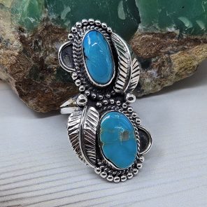 Kingman Turquoise Size US 6 925 Sterling Silver Ring (RS104-268)