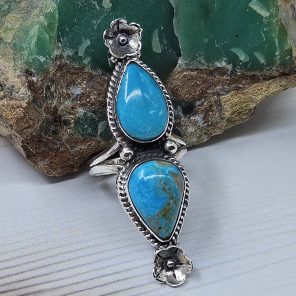Kingman Turquoise Size US 7 925 Sterling Silver Ring (RS104-264)
