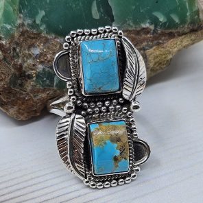 Kingman Turquoise Size US 10 925 Sterling Silver Ring (RS104-282)