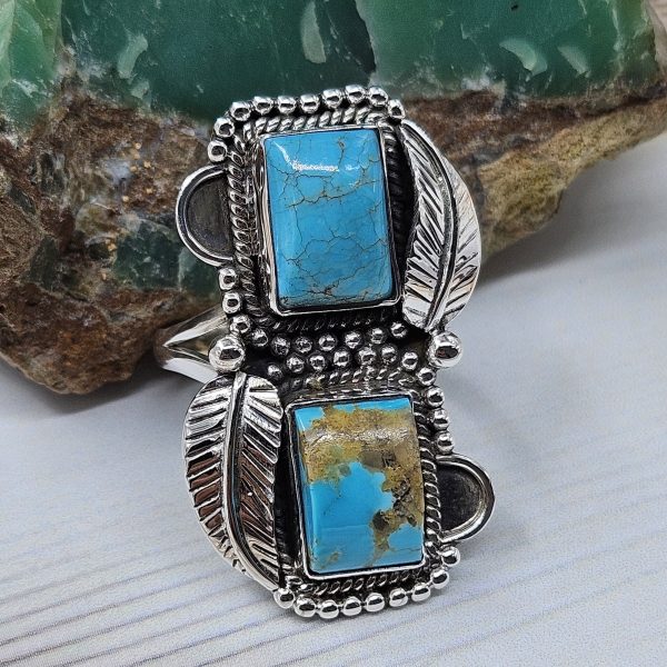 Kingman Turquoise Size US 10 925 Sterling Silver Ring (RS104-282)