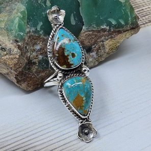 Kingman Turquoise Size US 7 925 Sterling Silver Ring (RS104-263)