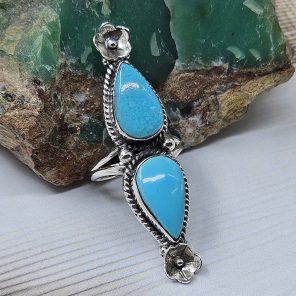 Kingman Turquoise Size US 6 925 Sterling Silver Ring (RS104-267)
