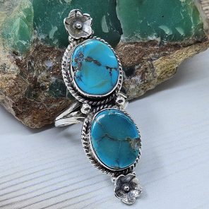 Kingman Turquoise Size US 8 925 Sterling Silver Ring (RS104-261)