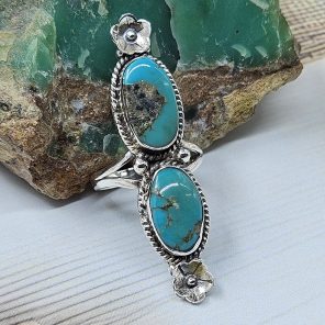 Kingman Turquoise Size US 9 925 Sterling Silver Ring (RS104-259)