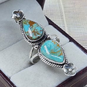 Kingman Turquoise Size US 9 925 Sterling Silver Ring (RS104-257)