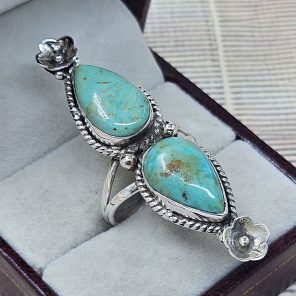 Kingman Turquoise Size US 8 925 Sterling Silver Ring (RS104-260)