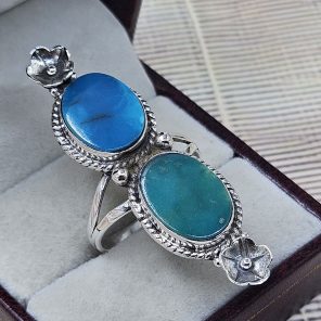 Kingman Turquoise Size US 11 925 Sterling Silver Ring (RS104-256)