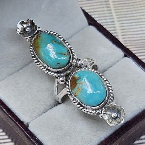 Kingman Turquoise Size US 6 925 Sterling Silver Ring (RS104-265)