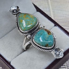 Kingman Turquoise Size US 10 925 Sterling Silver Ring (RS104-253)