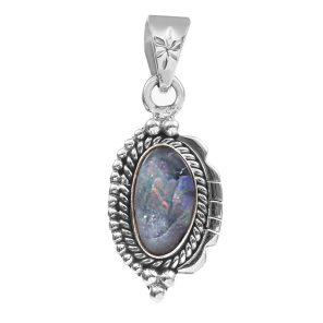 Australian Opal 1.25â€³ 925 Sterling Silver Pendant (REXT22-1)