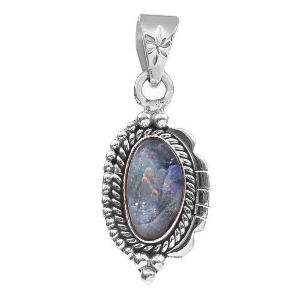 Australian Opal 1.25â€³ 925 Sterling Silver Pendant (REXT22-1)