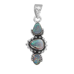 Australian Opal 1.25â€³ 925 Sterling Silver Pendant (REXT22-2)