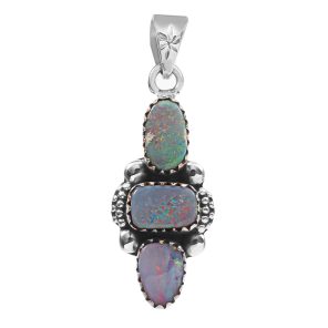 Australian Opal 1.25â€³ 925 Sterling Silver Pendant (REXT22-8)