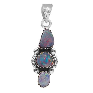 Australian Opal 1.25â€³ 925 Sterling Silver Pendant (REXT22-10)