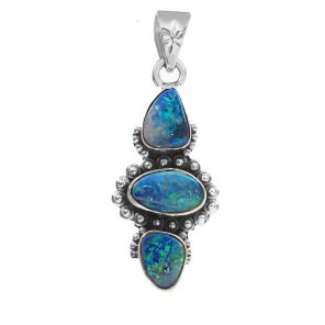 Australian Opal 1.25â€³ 925 Sterling Silver Pendant (REXT22-14)