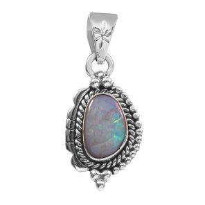 Australian Opal 1.25â€³ 925 Sterling Silver Pendant (REXT22-22)
