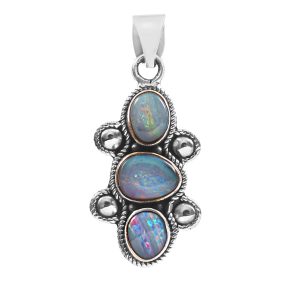 Australian Opal 1.25â€³ 925 Sterling Silver Pendant (REXT22-23)