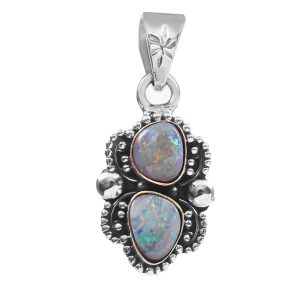 Australian Opal 1.25â€³ 925 Sterling Silver Pendant (REXT22-25)