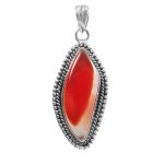 Red Botswana lace Agate 1.5" 925 Sterling Silver Pendant (RS61-433)
