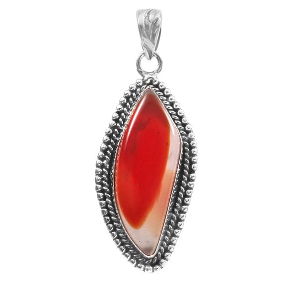 Red Botswana lace Agate 1.5" 925 Sterling Silver Pendant (RS61-433)