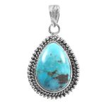Morenci Turquoise 1.25" 925 Sterling Silver Pendant (RS61-418)