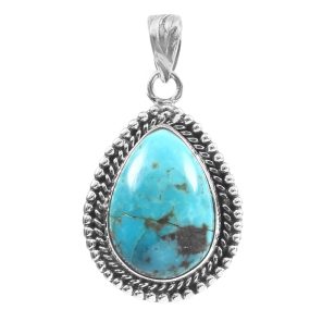 Morenci Turquoise 1.25" 925 Sterling Silver Pendant (RS61-418)