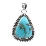 Morenci Turquoise 1.5" 925 Sterling Silver Pendant (RS61-412)