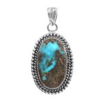 Morenci Turquoise 1.5" 925 Sterling Silver Pendant (RS61-413)