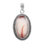 Red Botswana lace Agate 1.5" 925 Sterling Silver Pendant (RS61-435)
