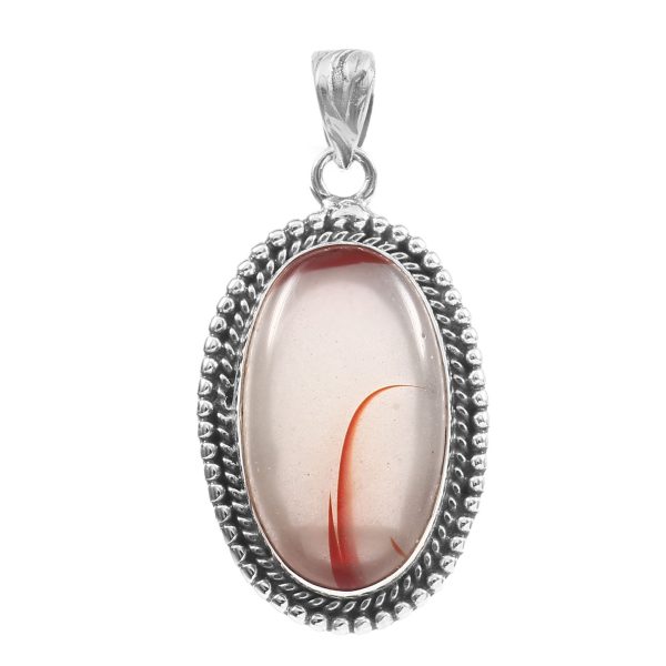 Red Botswana lace Agate 1.5" 925 Sterling Silver Pendant (RS61-435)