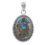 Morenci Turquoise 1.5" 925 Sterling Silver Pendant (RS61-414)