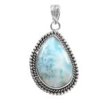 Larimar 1.5" 925 Sterling Silver Pendant (RS61-432)