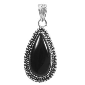 Black Onyx 1.5" 925 Sterling Silver Pendant (RS61-428)